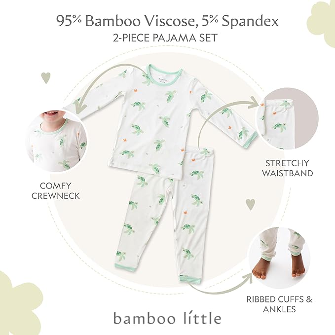 Toddler Pajamas – 95% Bamboo Viscose, 5% Spandex – Soft, Breathable Long-Sleeve Pajama Set for Kids, Sleepwear, Imported