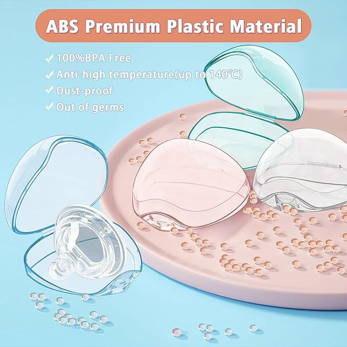 Smlpuame Pacifier Case,4 Pack BPA Free Pacifier Holder Case,Transparent Container Box for Baby Binky(Not Included),Essential Pacifier Accessories,Alway Keep Paci Clean,Easy to Clean(Blue)