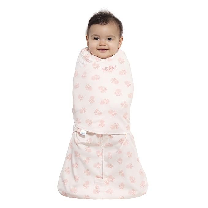 HALO 100% Cotton Sleepsack Swaddle, 3-Way Adjustable Wearable Blanket, TOG 1.5, Watercolor Rose Toss Blush, Newborn, 0-3 Months