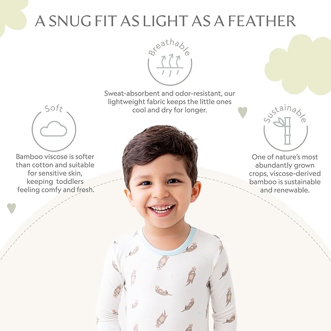 Toddler Pajamas – 95% Bamboo Viscose, 5% Spandex – Soft, Breathable Long-Sleeve Pajama Set for Kids, Sleepwear, Imported