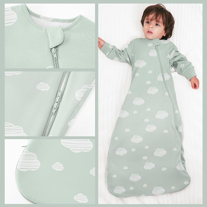 Unisex Sleeping Bag for Babies and Toddlers 1.0 Tog Sleep Sack 0-6Months, Baby Sleep Sack, Newborn Sleep Sack, Wearable Blanket Baby, One Piece Long Sleeves, Gifts for Toddlers