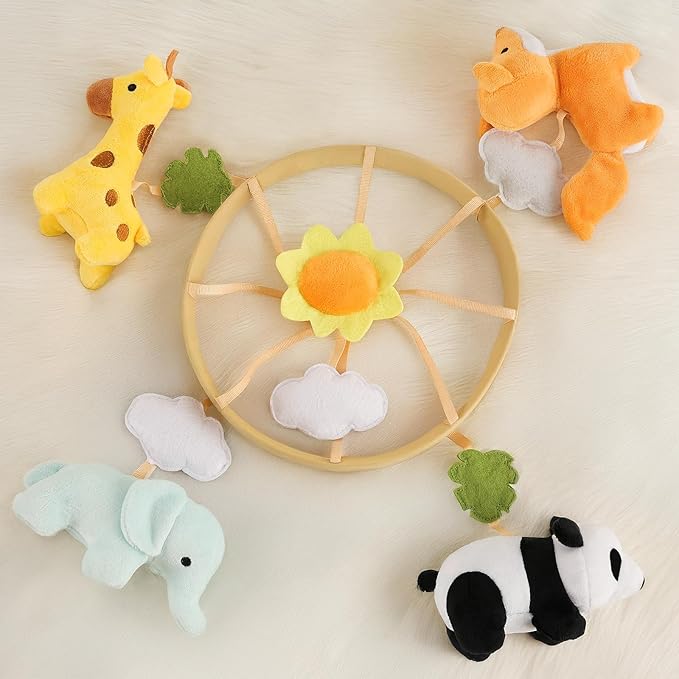 Animals Baby Crib Mobile - Safari Baby Mobile for Crib with 12 Lullabies for Boys & Girls, Baby Mobile for Bassinet for New Borns, Nursery Mobiles, Fits Standard Cribs