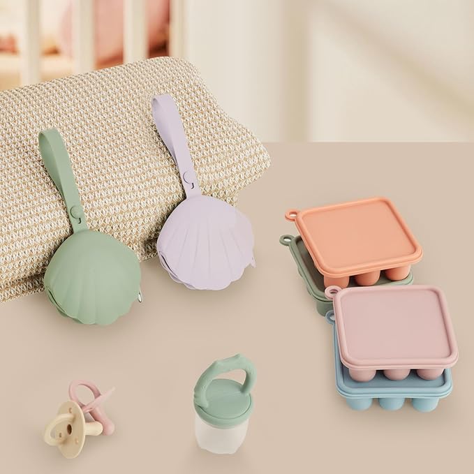 Silicone Pacifier Holder Case, Portable Leakproof Design Baby Pacifier Storage Case, BPA-Free, Easy Clean, 2 Pack