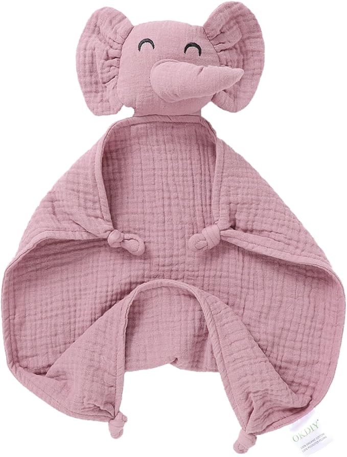 Organic Elephant Loveys for Babies,Muslin Baby Security Blankets for Babies,Soft Elephant Baby Snuggle Animals for Newborn,Newborn Baby Gift,Baby Gift for Boys and Girls (Violet)