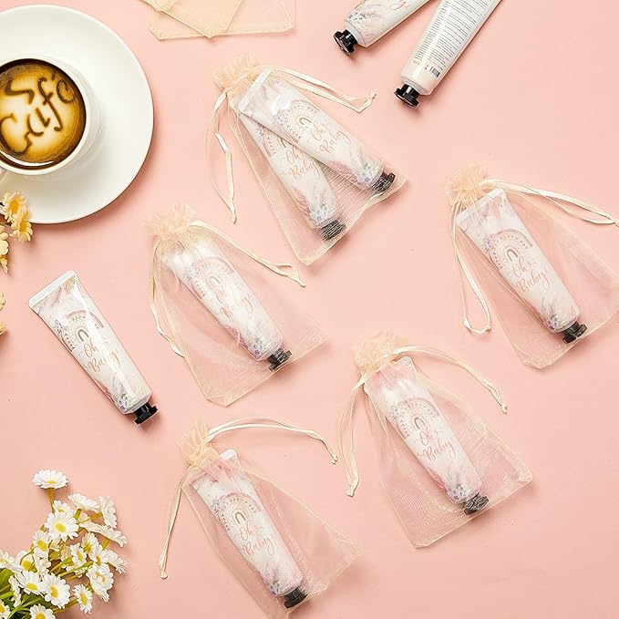 48 Sets Baby Shower Hand Cream Bulk Boho Baby Shower Favors Bridal Thank You Hand Cream for Guests Travel Size Lotion with Organza Bags