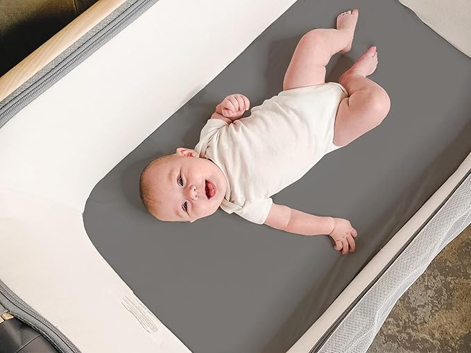BaeBae Goods Crib Sheets for Baby Boys and Girls, 4 Pack, Soft and Breathable Jersey Knit Fitted Sheet Set, Cute Gender Neutral Nursery Mattress Bedding, Universal Fit (Solid Greys)