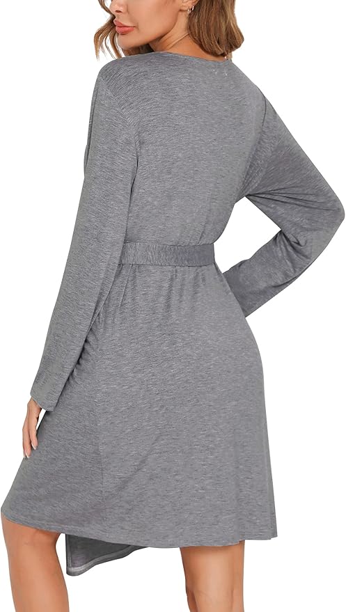 SWOMOG Womens Maternity Robe 2 Piece Nursing Nightgown for Breastfeeding 3 in 1 Labor Delivery Nursing Dress Lace Bathrobe