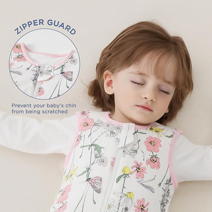 Duomiaomiao 1.5 TOG Baby Sleep Sack 100% Cotton Four Season Baby Wearable Blanket, Breathable Comfy Toddler Sleeping Sack