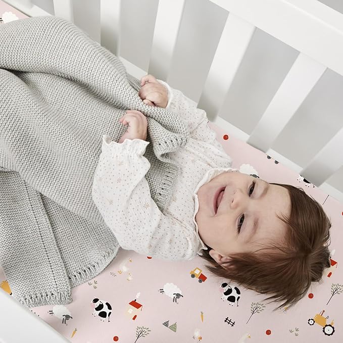 Little Grape Land Toddler Sheets 3 Pack – Baby Crib Sheets Fitted for Boys Girls, Standard Size 28x52‘’ Crib Mattress, Super Soft Breathable Washable Microfiber Pink Sheep