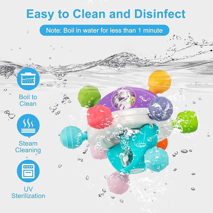 Baby Sensory Teething Toys, Montessori Baby Toys Teether, Silicone Teethers for Babies, Chew Toy for Babies 0-12 Months, Gifts for Newborn Infant Boys Girls 0-6 6-12 12-18 Months
