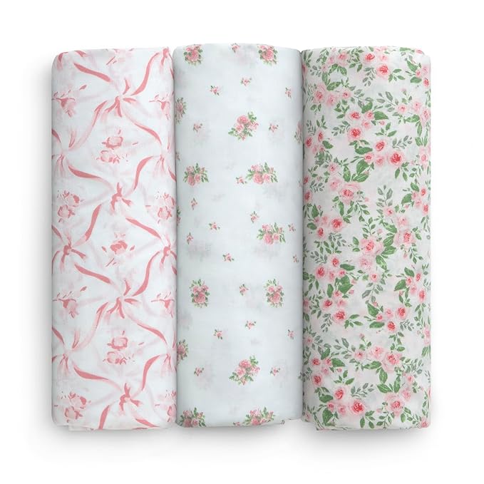 Delta Children Fitted Crib Sheets for Girls and Boys - Crib Sheet for Standard Crib and Toddler Mattresses - 28x52 Inch (Pack of 3), Pink Floral