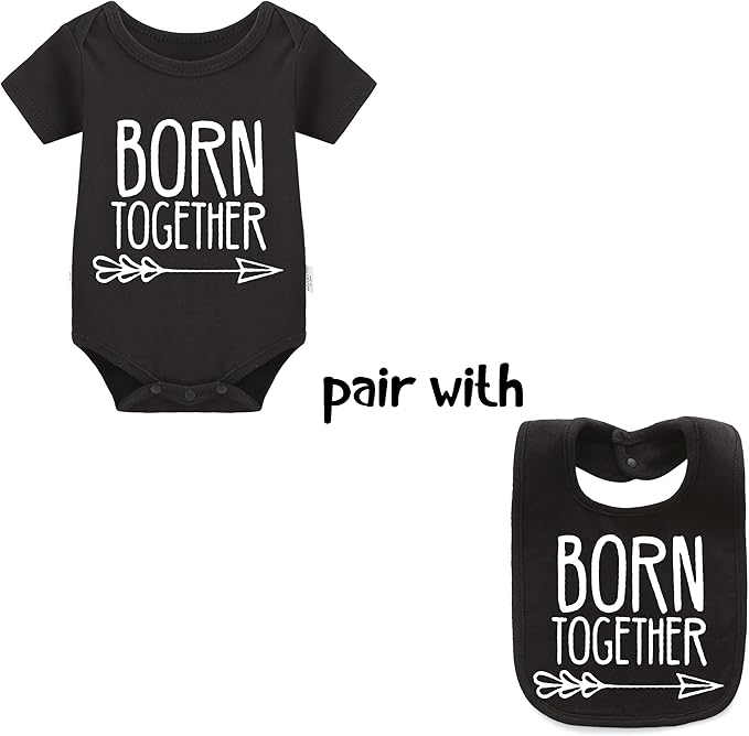 YSCULBUTOL Baby Twins Bodysuits Best Friends Forever Baby Clothes Set with Bibs Girl Outfit with hat