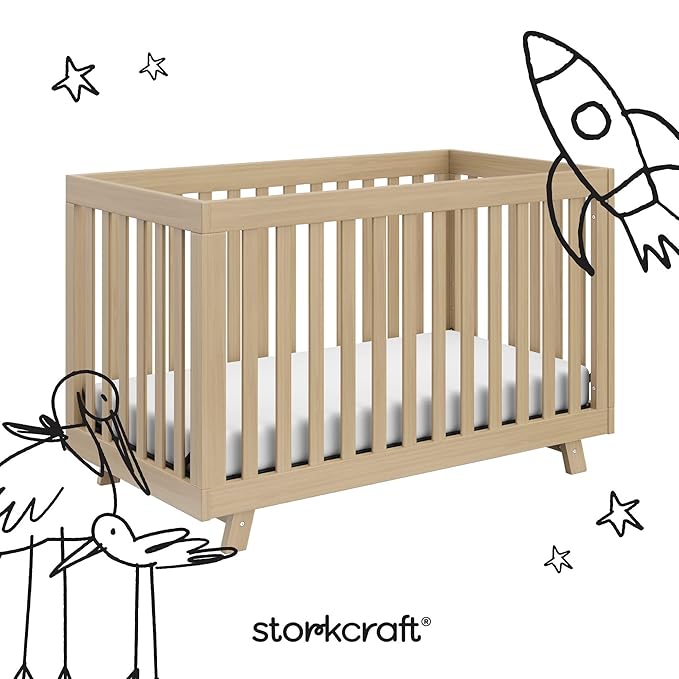 Storkcraft Beckett Grow-with-Me Convertible Crib (Driftwood) – GREENGUARD Gold Certified, Converts to Toddler Bed & Daybed, Fits Standard Crib Mattress, Easy-to-Assemble