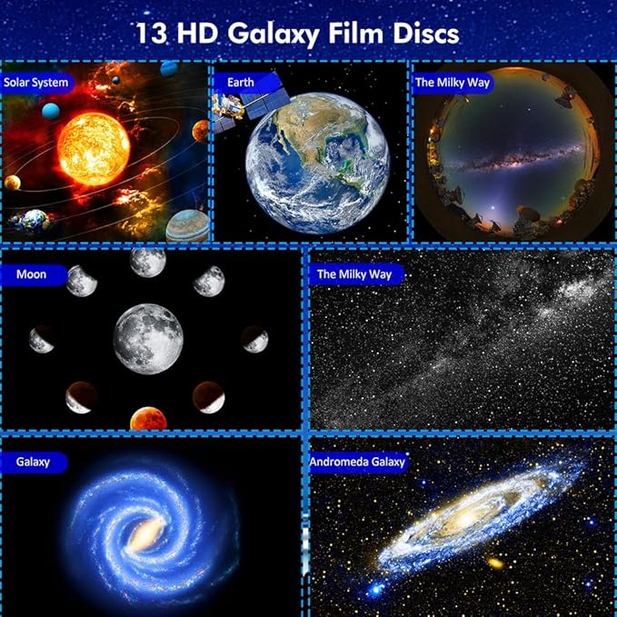 Star Projector,Upgraded Planetarium Projector for Bedroom,Educational Audio Galaxy Projector with 4K Replaceable 13 Galaxy Discs,Sky Light Living Room Decor,Night Light for Kids Room Valentines Gift