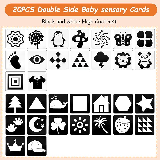 5 in 1 Black and White High Contrast Baby Toys 0-3 Months for Newborn, Tummy Time Toys Montessori Toys for Babies 0 3 6 9 Months - Infant Sensory Soft Book Toys for Babies Girls Boys Baby Gifts