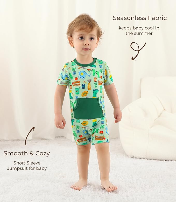 Baby Boy Romper Toddler Boys Short Sleeve Shorts Soft Jumpsuit Outfit Viscose Made from Bamboo