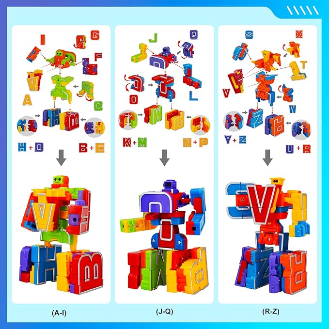 Alphabet Robots Advent Calendar 2025 for Boys, 24 Days Christmas Countdown Calendar for Kids, Alphabots Deformation Fine Motor Skill Toys, Xmas STEM Educational Learning Gifts for Toddlers