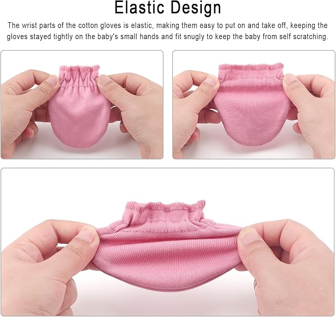 BQUBO 12 Pairs Baby Mittens Newborn Infant Toddler Mittens No Scratch Cotton Elastic Wrist Gloves for Boys Girls 0-6 Months
