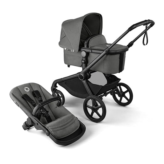Bugaboo Kangaroo All-Terrain Single-to-Double Tandem Stroller for Infant and Toddler, for Up to Three Kids, XL Wheels, One-Hand Operation, Large Bassinet, XL Underseat Storage (Moon Grey)