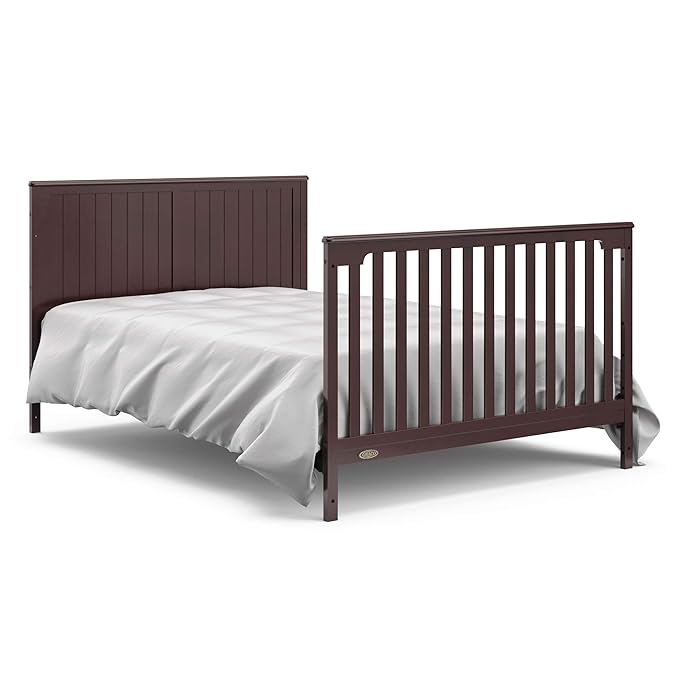 Graco Hadley All-in-One Convertible Crib & Changer (Espresso) – GREENGUARD Gold Certified, Fits Standard Crib Mattress, Converts to Toddler Bed and Full Bed, 4 Adjustable Mattress Heights