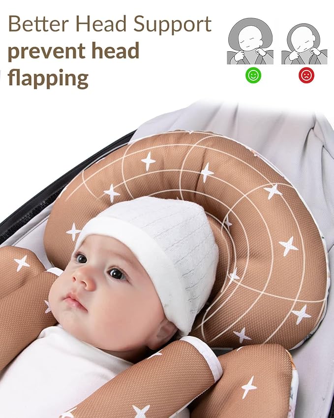 Generic Infant Car Seat Insert Compatible with Mamaroo Swing & Graco Swing and Infant Car Seat, Newborn Insert Baby Head Body Support, Reversible Design, Breathable Fabric, 1Pcs - Brown Wildflower
