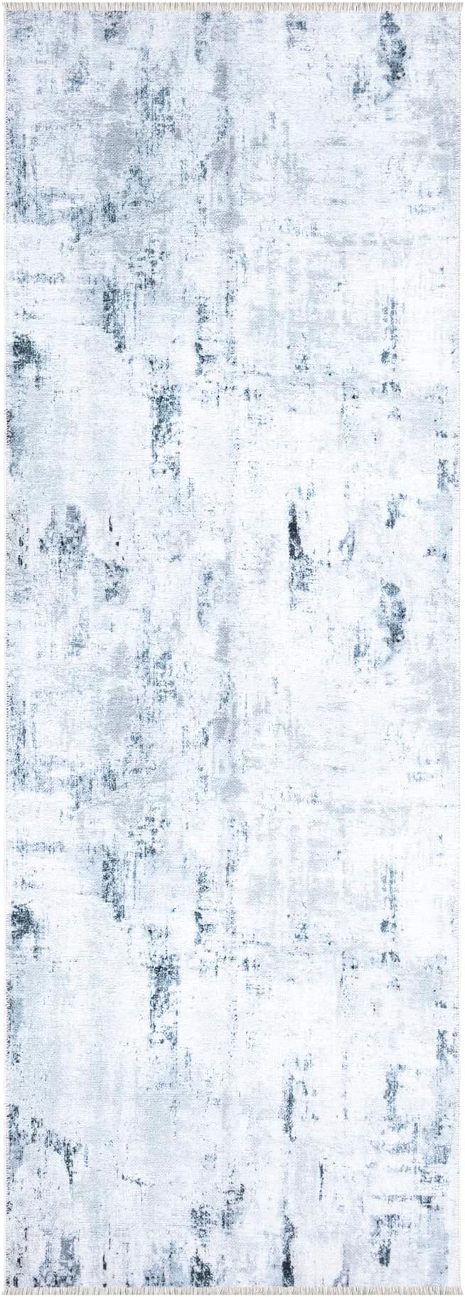Bloom Rugs Caria Washable Non-Slip 10 ft Runner - Ivory/Silver/Blue Modern Abstract Runner for Entryway, Hallway, Bathroom, and Kitchen - Exact Size: 2'6" x 10'