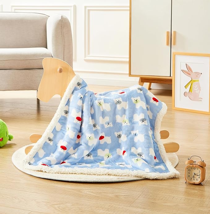 30" x 40" Newborn Blanket Soft Cozy Toddler Lightweight Fuzzy Fluffy Warm Plush Baby Blankets for Infant Toddler Unisex Crib Cot Stroller Unisex (Blue Bear)
