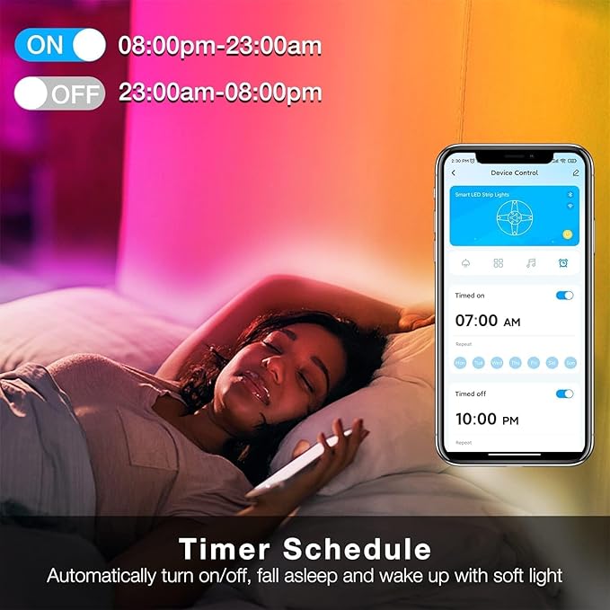 DAYBETTER 130ft Smart WiFi Led Lights, Led Strip Lights Work with Alexa and Google Assistant, App Voice Remote Control Music Sync Color Changing RGB Strip Lighting for Bedroom Room Decor, 65.6ft *2