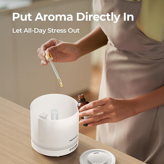 Homvana Small Humidifiers for Bedroom - 2 Packs 1.8L Cool Mist Top Fill Humidifier for Baby Nursery, Essential Oil Diffuser, 3 in 1 for Home Plants Offices and Grow Tents, 7 Color Lights, Ultrasonic