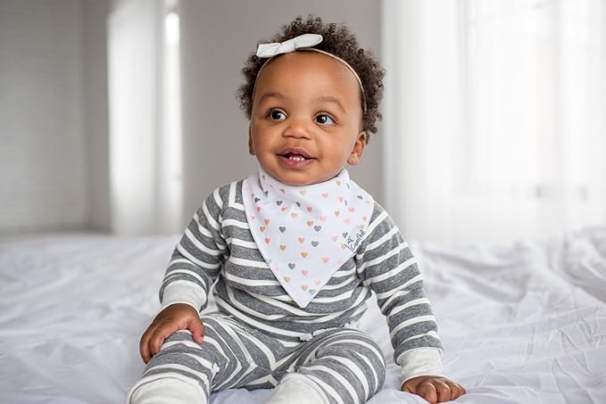 Copper Pearl 6 Pack Soft Cotton Baby Bibs for Drooling and Teething, Absorbent Drool Bibs for Baby Girl, Adjustable to Fit Newborns to Toddlers, Tons of Styles (Amelia Set)
