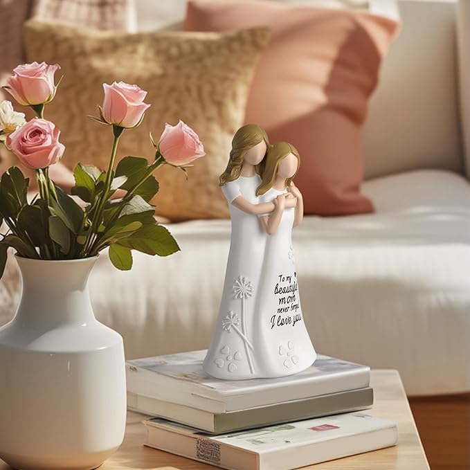Mom Birthday Gifts from Daughter Mother in Law Gifts, Mothers Daughter 7.7" Figurines Statue (Resin, White)