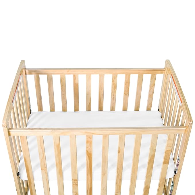 Child Craft Bristol Professional Series Wooden Compact Portable Crib with 3" Mattress and Ultra-Quiet Casters, Durable Wood Construction, Easy Maneuverability (Natural)