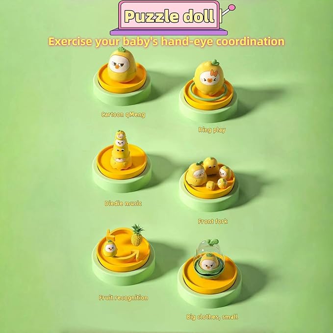 LQR Unique Yellow duck russian nesting dolls stacking toys,Fruit duck nesting dolls,stacking Cups sensory toys for children over,toddler educational count learning toys,Birthday gifts for boys and gir