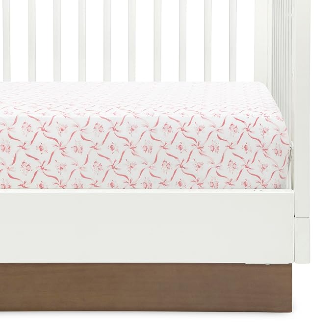 Delta Children Fitted Crib Sheets for Girls and Boys - Crib Sheet for Standard Crib and Toddler Mattresses - 28x52 Inch (Pack of 3), Pink Floral