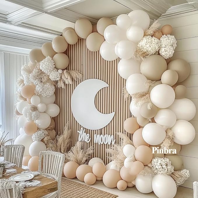 White Balloon Arch Double Stuffed White Sand Cream Beige Balloon Garland Kit Neutral Nude Balloons for Boho Baby Shower Bridal Shower Wedding Baptism Party Decorations