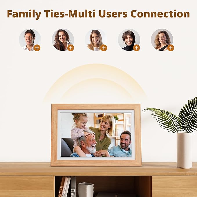 Dragon Touch Digital Picture Frame WiFi 10 inch IPS Touch Screen Digital Photo Frame Display, 32GB Storage, Auto-Rotate, Share Photos via App, Email, Cloud, Classic 10 Brown