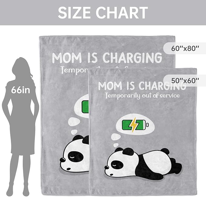 Craftique Gifts for Mom Birthday Christmas- Funny Soft Mom is Charging Blanket- New Moms Gifts for Women, Practical Blanket Throw for Napping Travel, 80”×60”