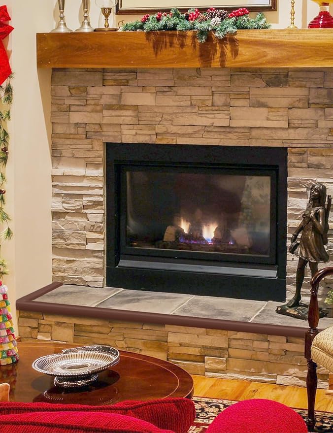 Foam Corner Protector for The Fireplace Hearths Edge and Corner Guard, with Retardant Materials Foam Safety Bumpers Baby Proofing (Coffee)