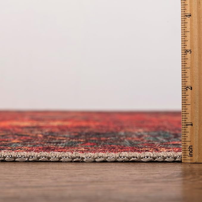 Keen Home Design 8x10 Rug - Machine Washable Area Rug with Non-Slip Backing, Ideal for Living Room, Dining Room, Bedroom - Vintage, Easy Clean, Durable, Low Pile Rug - (8' x 10')