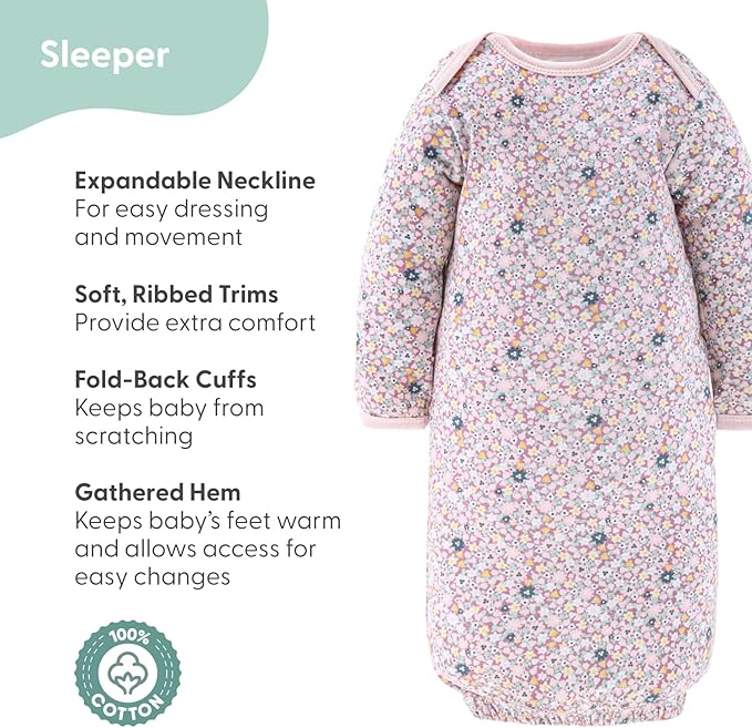 The Peanutshell Baby Layette Gift Set for Girls - 16 Piece New Born Girl Gift Set, Baby Clothes, 0-9 Months - Prairie Floral