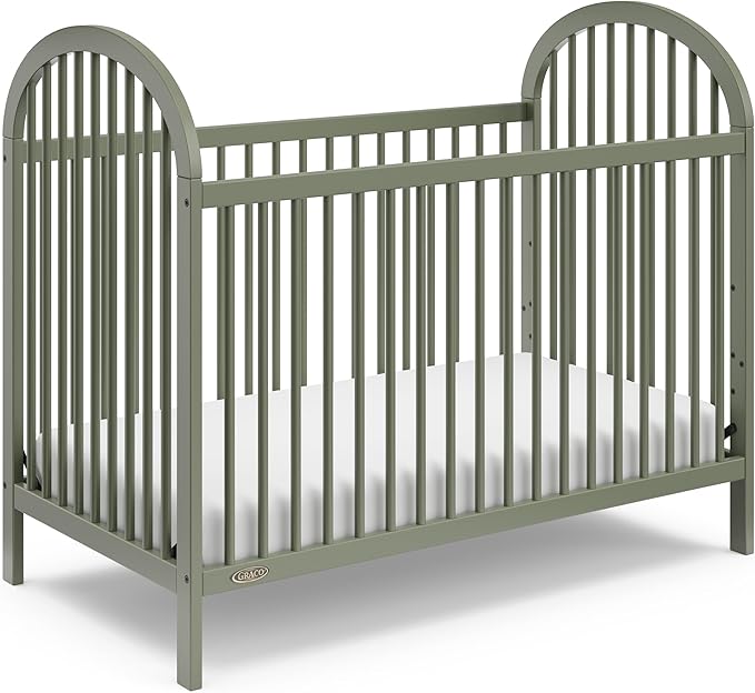 Graco Olivia Convertible Crib and Graco Premium Foam Crib & Toddler Bed Mattress Bundle (Olive) – GREENGUARD Gold Certified, Standard Crib Mattress, Baby Crib Converts to Toddler Bed & Daybed