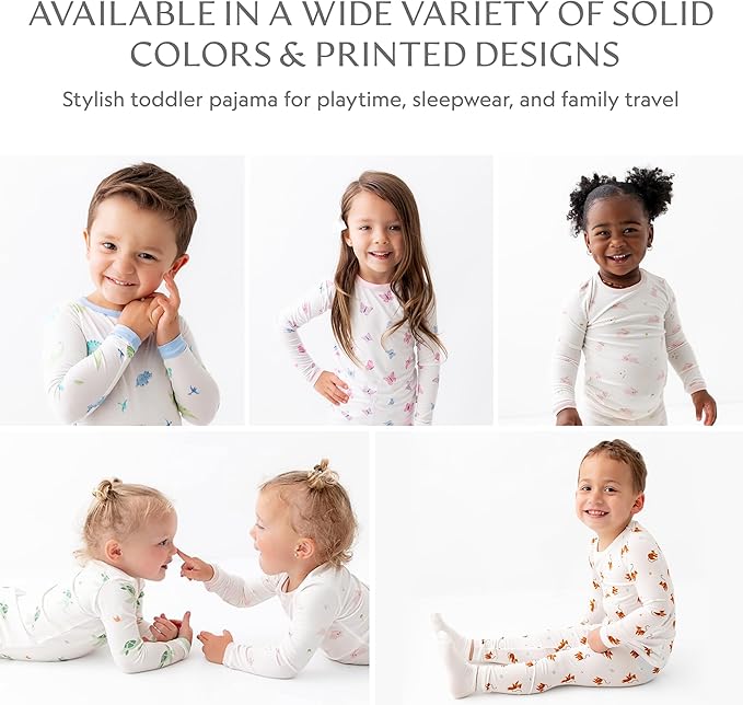 Toddler Pajamas – 95% Bamboo Viscose, 5% Spandex – Soft, Breathable Long-Sleeve Pajama Set for Kids, Sleepwear, Imported