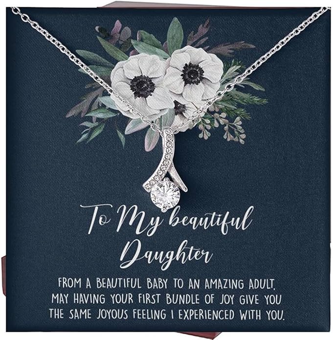 To My Daughter Gift Necklace From Dad or Mom - Badass Daughter Jewelry With Heartfelt Message & Elegant Box