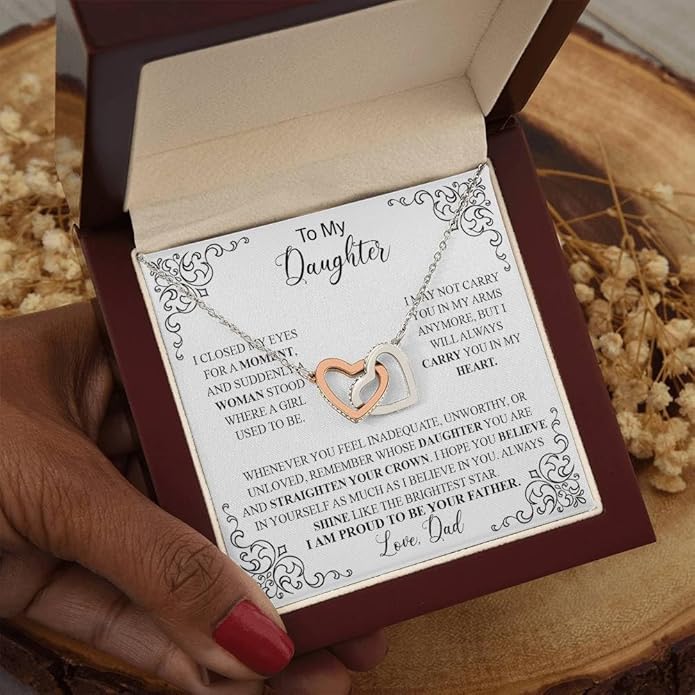 To My Daughter Gift Necklace From Dad or Mom - Badass Daughter Jewelry With Heartfelt Message & Elegant Box