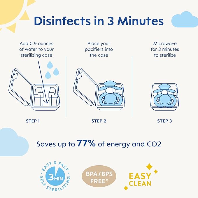 MAM Original Night, Binky for 0-6 Months, BPA-Free Silicone, Glows in The Dark, Best for Newborn Babies, Developed with Medical Experts, 2 Count Binkies, with Sterilizer Case