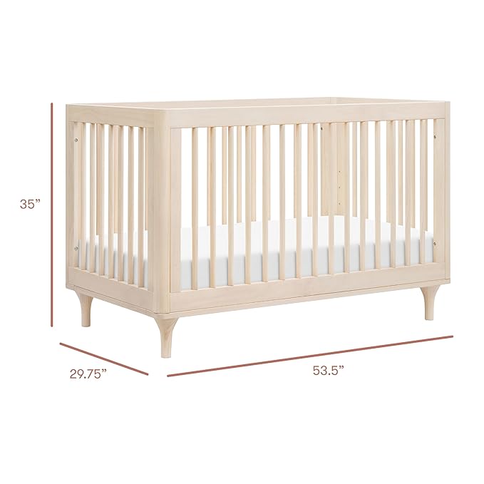 babyletto Lolly 3-in-1 Convertible Baby Crib - GREENGUARD Gold Certified Convertible Crib to Toddler Bed & Daybed - Wooden Baby Bed, 4 Adjustable Mattress Heights, Easy to Assemble - Washed Natural