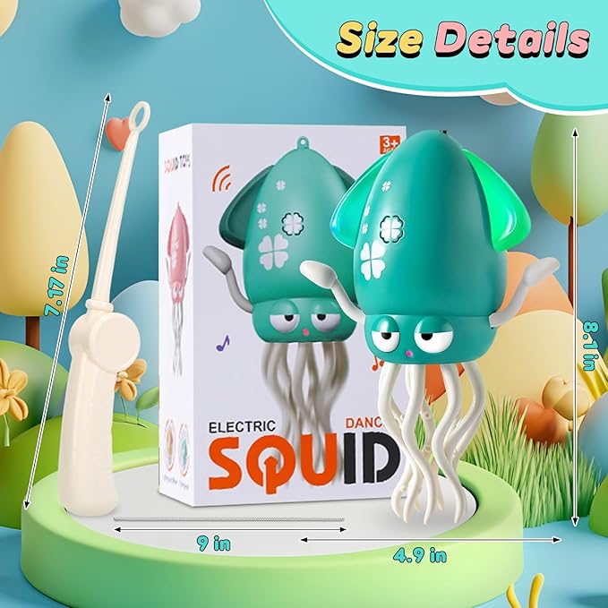Dancing Octopus Baby Toy, Electric Crawling Squid with Obstacle Avoidance, Infant Light up Music Toys for 3 4 5 6 7 Year Old Kids, Rechargeable Tummy Time Toy Boy Girl Birthday Gifts (Green)