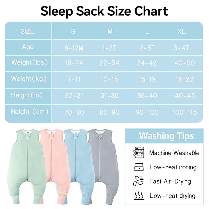 Rayon Made From Bamboo Sleep Sack 3t-4t 0.5 Tog Ultra Soft Summer Toddler Sleep Sack 36-48 Months with Feet 2-Way Zipper Lightweight Sleeping Bag Baby Wearable Blanket (2 Pack)-Green & Blue