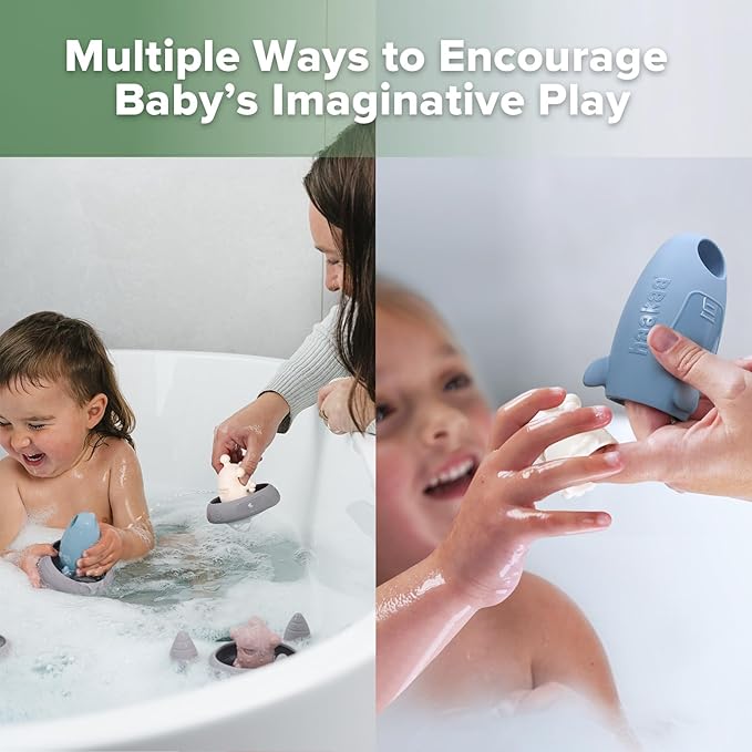 Haakaa Squeeze Alien Explorers Baby Bath Toys, Food Grade Silicone Toddler Bath Toys for Bathtubs/Swimming Pools/Beaches, Detachable Mold Free Floating Tub Toys for Kids Ages 1-3 (Whole Set)