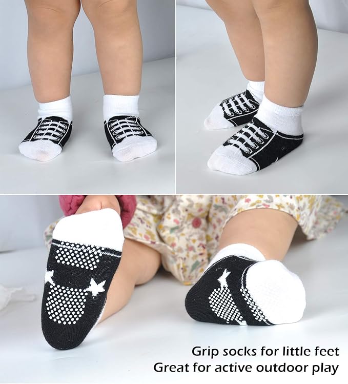 EPEIUS Unisex Baby Girls Boys Non-Slip Socks (Set of 6)